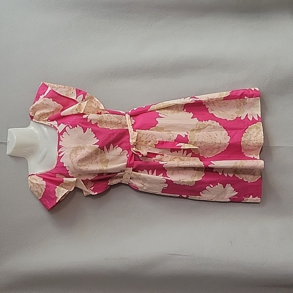 Britt Ryan silk blend Pink Floral Ruffle midi dress V back size 8